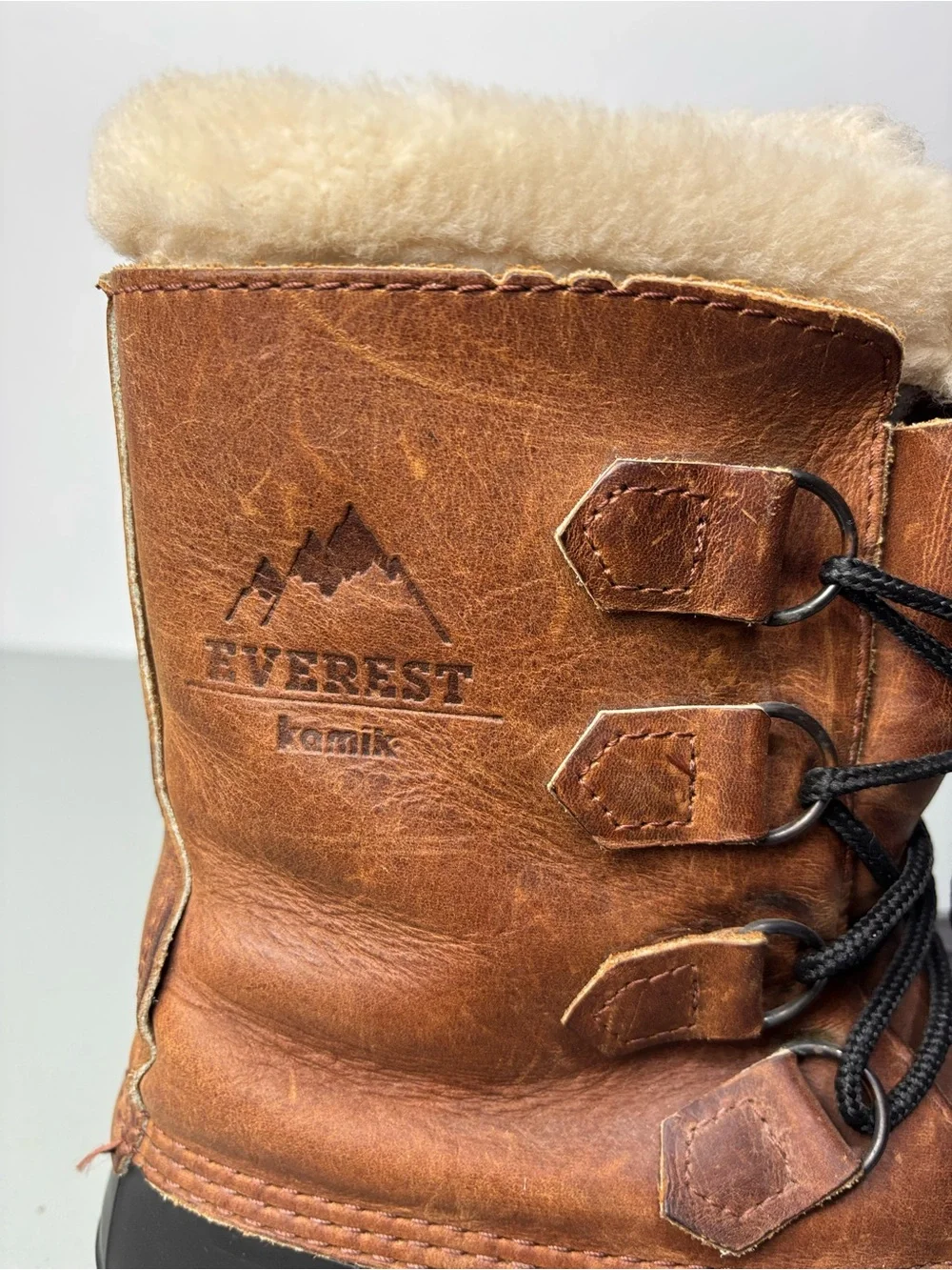 Kamik Everest Women's Snow Boot Winter Shearling Size 9M Leather Duck Boot Brown